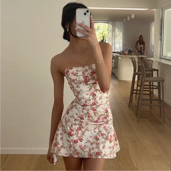House of CB Jasmine Rose Print Draped Corset Dress XS - Picture 10 of 13